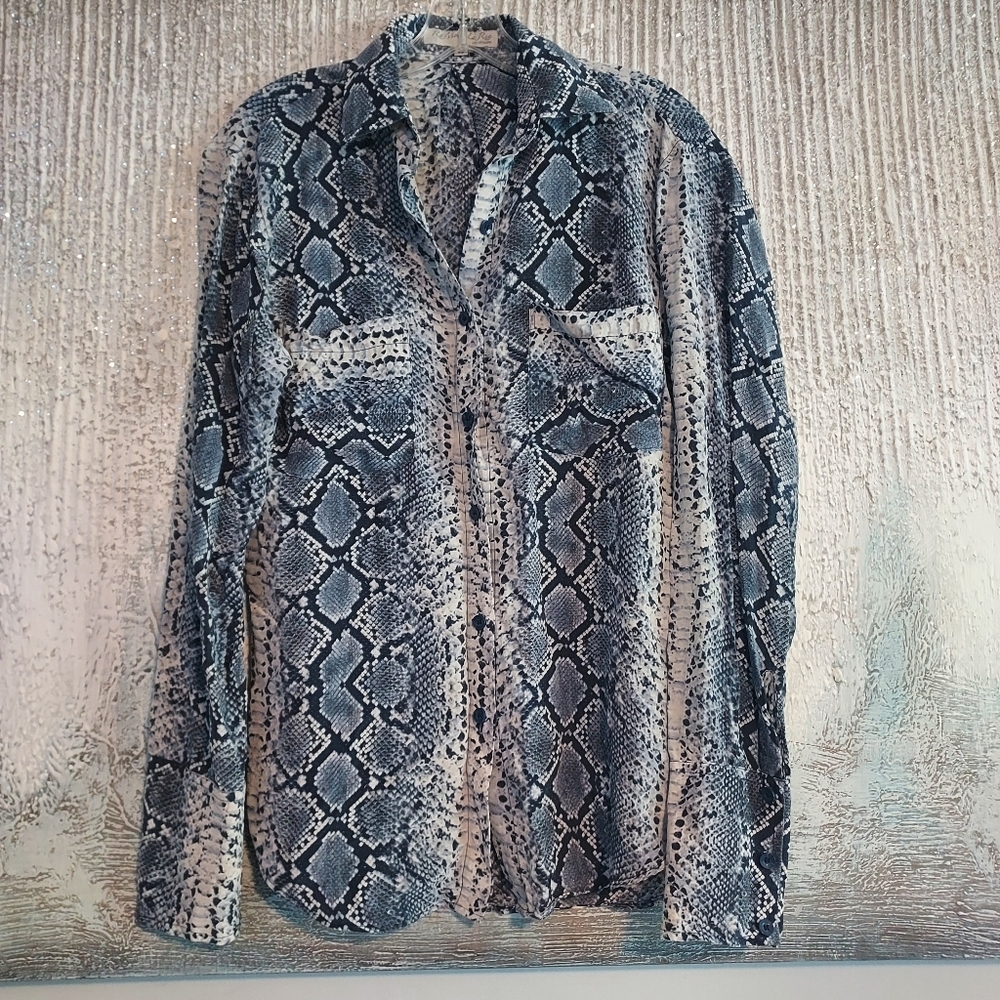 Ramona la Rue 100% Silk Snakeskin Print Blouse Sz-XS